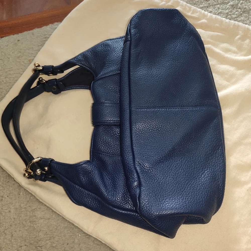 LOEWE Calle Navy Gained Leather Hobo Bag